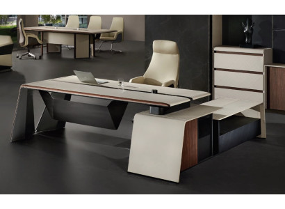 Design Büro Schreibtisch Tisch Sessel Einrichtung Ecktisch mit Stuhl 2tlg.