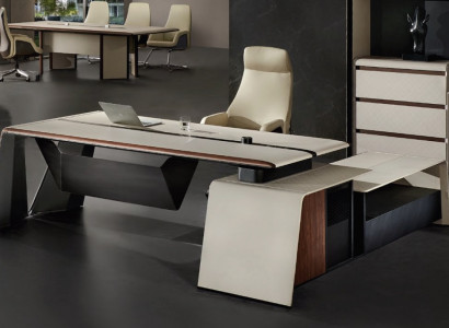 Design Büro Schreibtisch Tisch Sessel Einrichtung Ecktisch mit Stuhl 2tlg.