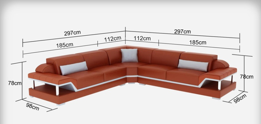 Ledersofa mit USB Wohnlandschaft Ecksofa Eck Garnitur Design Modern Sofa G8004B