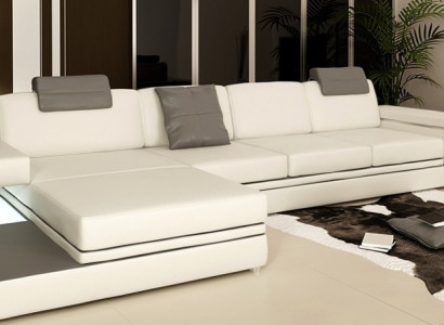 Design Ledersofa Sofa mit USB,Polster Wohnlandschaft Eck Garnitur Ecke Tachau