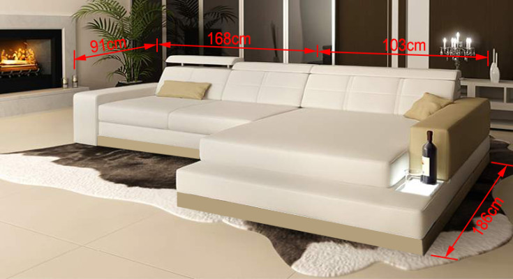 Ledersofa mit USB Wohnlandschaft Ecksofa Eck Garnitur Design Modern Sofa C4010B