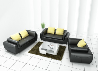 Ledersofa mit USB Wohnlandschaft 3+2+1 Sitzer Garnitur Design Modern Sofa Couch