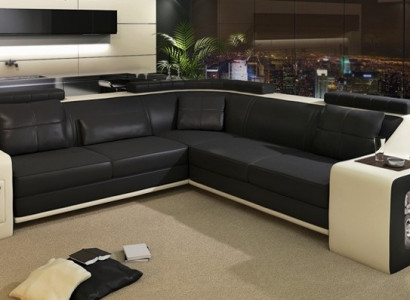 Ecksofa mit USB Leder Textil Sofa Couch Polster Wohnlandschaft L Garnitur Sitz