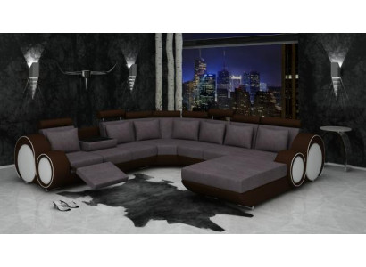 Textil Sofa mit USB XXL Wohnlandschaft Stoff Couch Big Polster Sofa U Form Neu