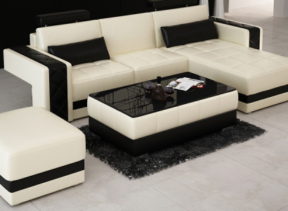 Ledersofa mit USB Wohnlandschaft Ecksofa Eck Garnitur Design Moderne Sofa L6010D