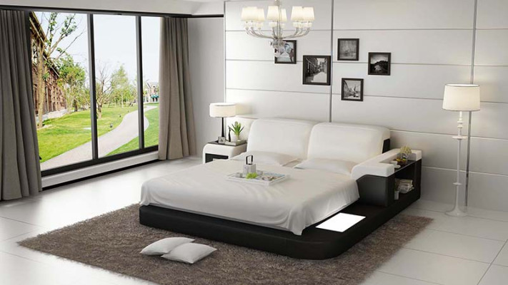 Design Bett XXL Big Betten Leder Polster Hotel 200x200cm Multifunktion Regal USB