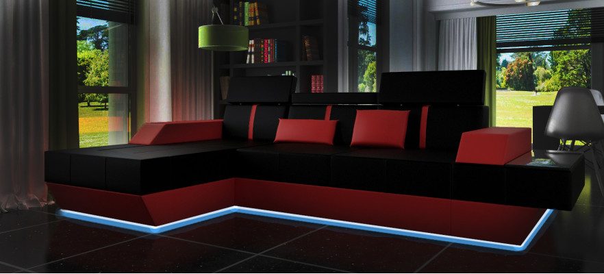 Ledersofa mit USB Sofa Ecksofa Eckcouch Ledercouch Polster Ecke Massanfertigung