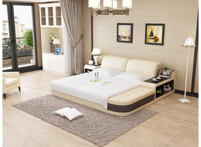 Design Polster Doppel Bett Moderne Schlafzimmer Betten 200x210cm + USB & Regal