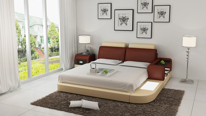 Bett mit USB Polsterbett Luxusbett Doppelbett Ehebett Betten 140/160/180 cm