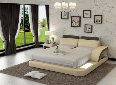 Design Polster Doppel Bett Moderne Betten Schlafzimmer mit USB & Regal 160x200cm