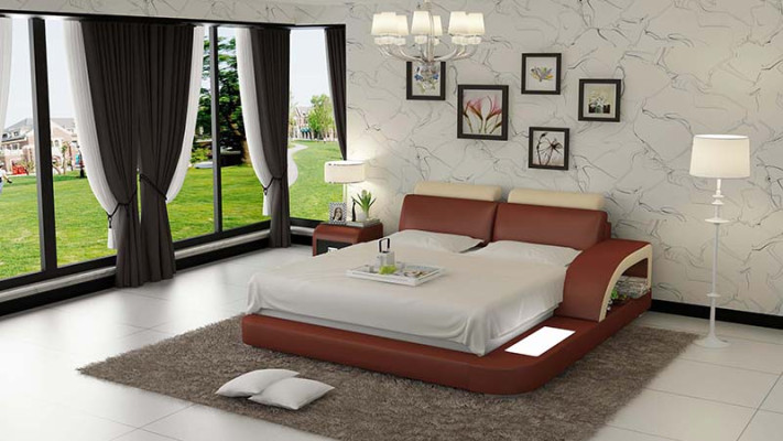 Design Polster Doppel Bett Moderne Betten Schlafzimmer mit USB & Regal 160x200cm
