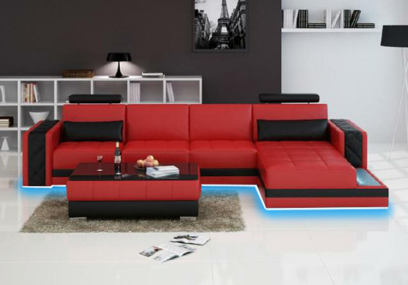 Ecksofa Ledersofa Big XXL U Form Wohnlandschaft Sofa Couch Garnitur Neu H2211B