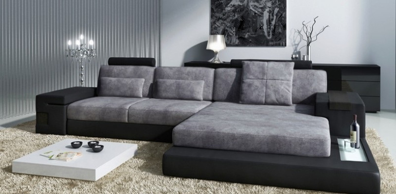 LForm Wohnlandschaft Couch Big XXL Sofa Leder Polster Ecke Garnitur Stoff Textil