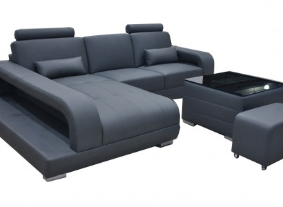 XXL Couch Ecksofa Leder Wohnlandschaft Garnitur Design Modern Sofa L-Form F3017C