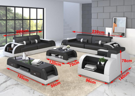 Sofagarnitur Couch Polster Sofa 3+1 Komplett Set Garnituren Design Leder 2tlg.