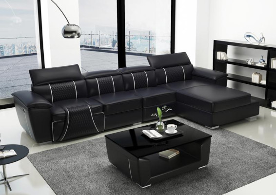 Ecksofa L-Form Sofa Couch Design Couch Polster Leder Modern Relax Automatik Neu