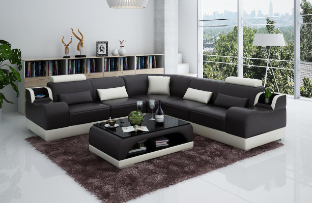 Ecksofa L-Form Wohnlandschaft Designer Sofa Couch Polster Sitz Garnitur Leder