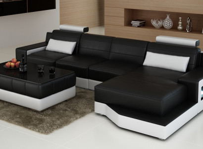 Ledersofa Couch Wohnlandschaft Ecksofa Modern Eck Garnitur Dekor Design