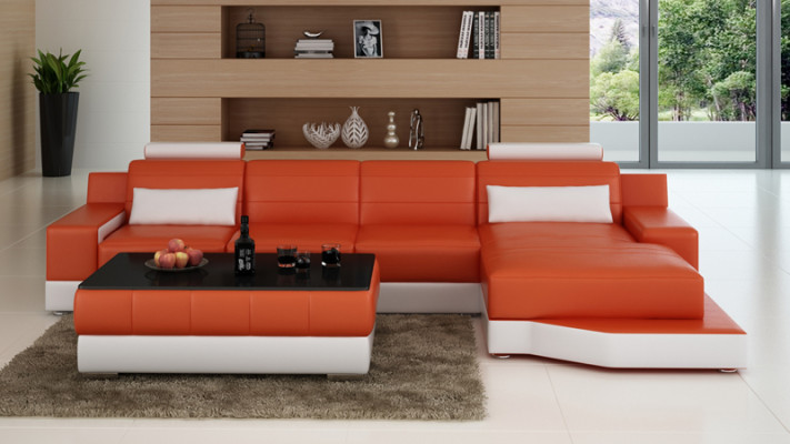 Ledersofa Couch Wohnlandschaft Ecksofa Modern Eck Garnitur Dekor Design