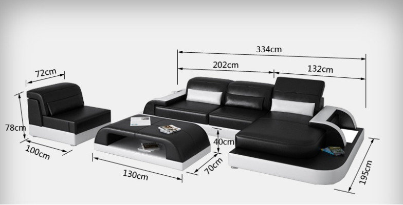 Ledersofa Couch Wohnlandschaft Ecksofa Eck Garnitur Design Modern Sofa L6012C