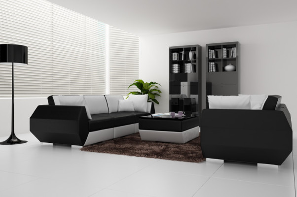 Ledersofa Couch Wohnlandschaft 3+3 Sitzer Garnitur Design Modern