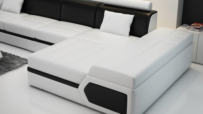 Ledersofa Modern Sofa Couch Wohnlandschaft Ecksofa Garnitur Dekor Design