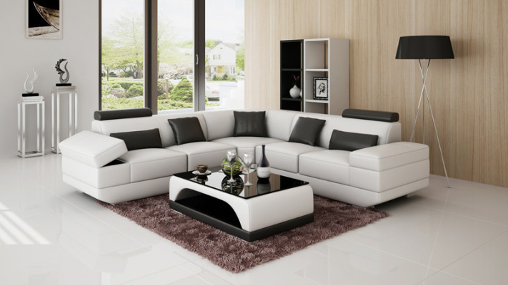 Ledersofa Couch Wohnlandschaft Modern Eck Sofa Ecksofa Design Garnitur