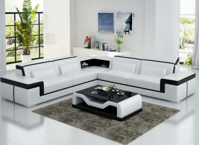 Ledersofa Couch Wohnlandschaft Ecksofa Eck Garnitur Design Modern Sofa G8020B