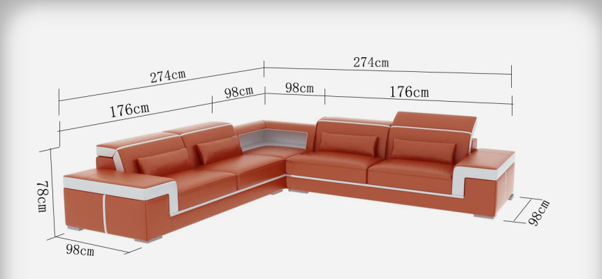 Ledersofa Couch Wohnlandschaft Ecksofa Eck Garnitur Design Modern Sofa G8020B