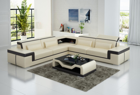 Ledersofa Couch Wohnlandschaft Ecksofa Eck Garnitur Design Modern Sofa G8020B