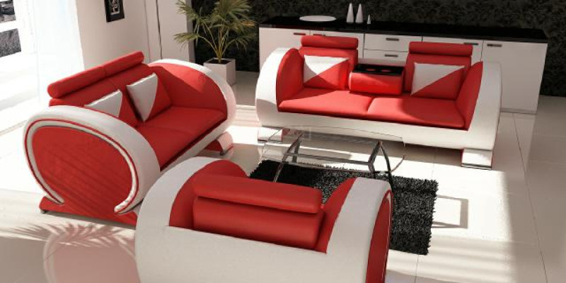 Sofagarnitur Ledersofa Sofa Couch Polster Leder Garnitur Couchen Sofas 3+2+1