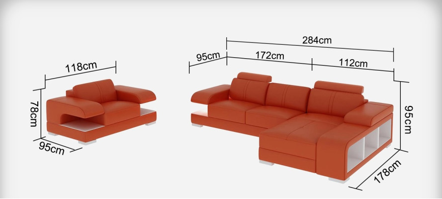 Ledersofa Couch Wohnlandschaft Ecksofa Sessel Garnitur Modern Sofa Neu G8028E