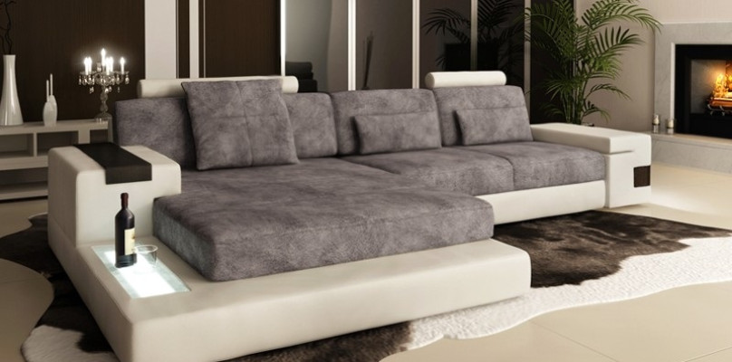 Ledersofa Sofa Couch Polster Eck Garnitur L Form Sitzecke Bellini Textil Stoff