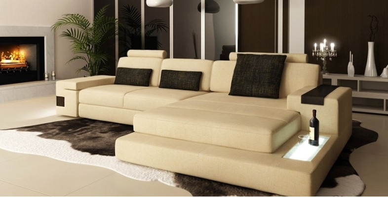 Ledersofa Sofa Couch Polster Eck Garnitur L Form Sitzecke Bellini Textil Stoff