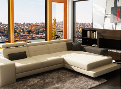 Ecksofa Polster Couch Sofa Wohnlandschaft Sitz Eck Garnitur Textil Leder