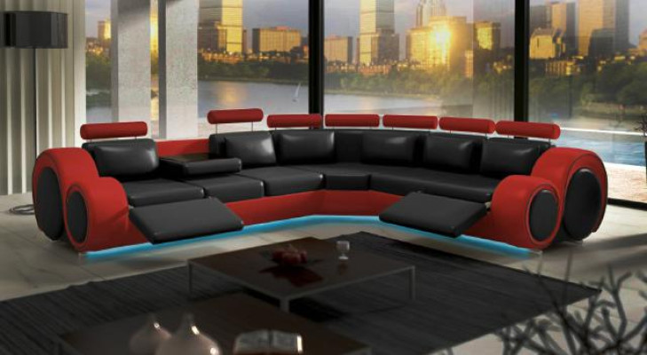 Design Leder Polster XXL Sitz Zimmer Sofa Couch Designer Eck Garnitur