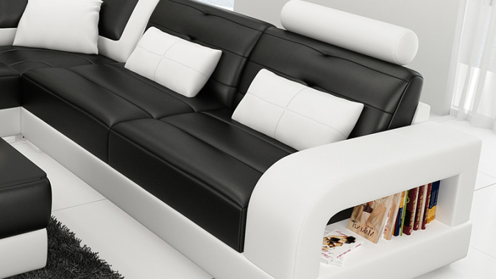 Ledersofa Couch Wohnlandschaft Ecksofa Eck Garnitur Design Modern Sofa L6008B