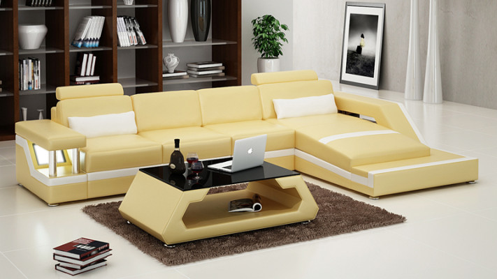 Ledersofa Couch Modern Wohnlandschaft Eck Dekor Ecksofa Design Garnitur