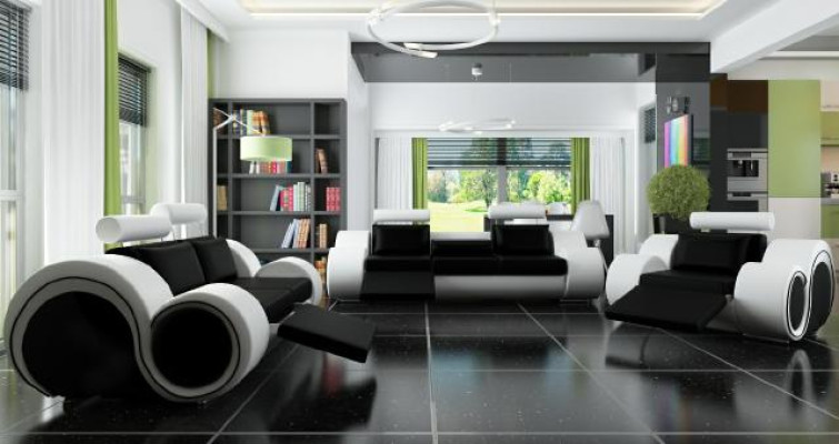 Sofa Polster 3+2 Sitz Designer Sofa Ledersofa Farbwahl Couch Garnitur Schwarz