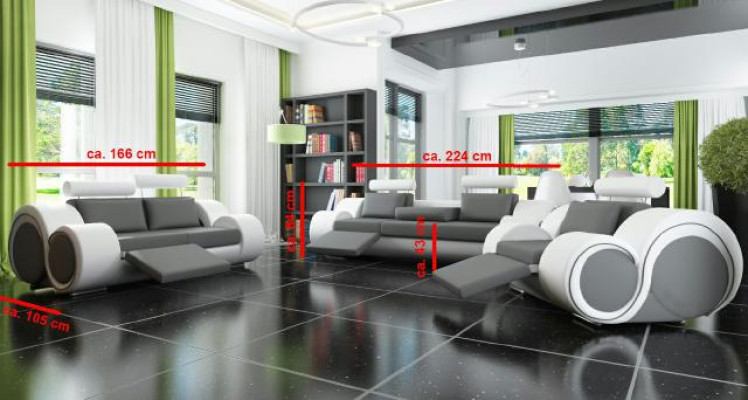 Sofa Polster 3+2 Sitz Designer Sofa Ledersofa Farbwahl Couch Garnitur Schwarz