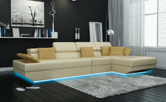 Wohnlandschaft Polster Ecke Eck Sofa Couch Garnitur Landschaft Leder - 2719C Neu