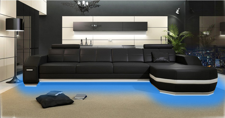 Design Ecksofa Couch Polster Eck Garnitur Ledersofa Ecke Wohnlandschaft PH300B