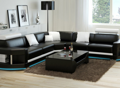 Ledersofa Sofa Modern Couch Wohnlandschaft Ecksofa Garnitur Dekor Design