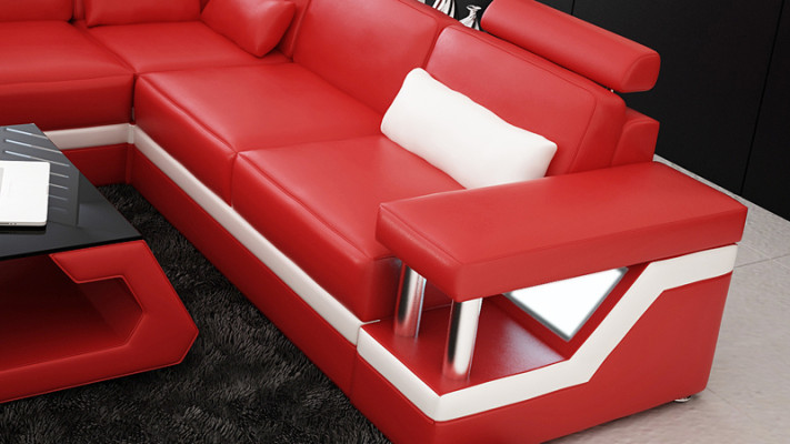 Ledersofa Couch Wohnlandschaft Eck Modern Dekor Ecksofa Design Garnitur
