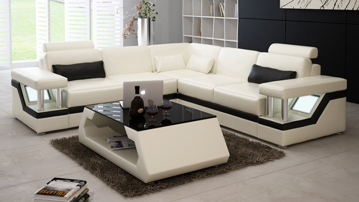 Ledersofa Couch Wohnlandschaft Eck Modern Dekor Ecksofa Design Garnitur