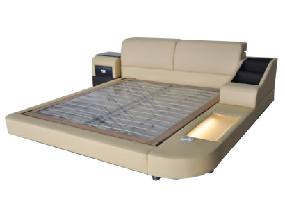 Exclusives Mehrzweck Doppel Betten Hotel Ehe Polster Leder Design Bett Luxus Neu