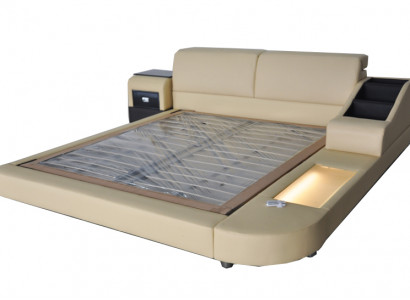 Exclusives Mehrzweck Doppel Betten Hotel Ehe Polster Leder Design Bett Luxus Neu