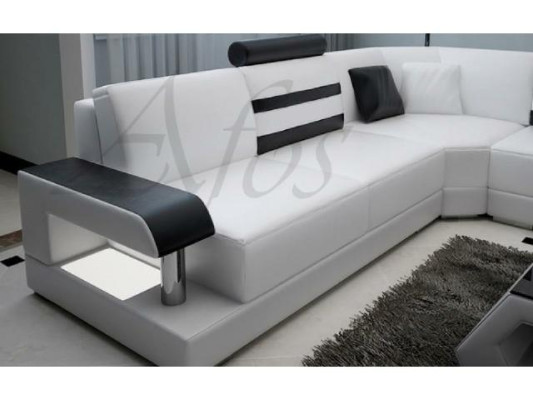 Wohnlandschaft Polster Ecke Eck Sofa Couch Garnitur Landschaft Leder Neu - 2723B