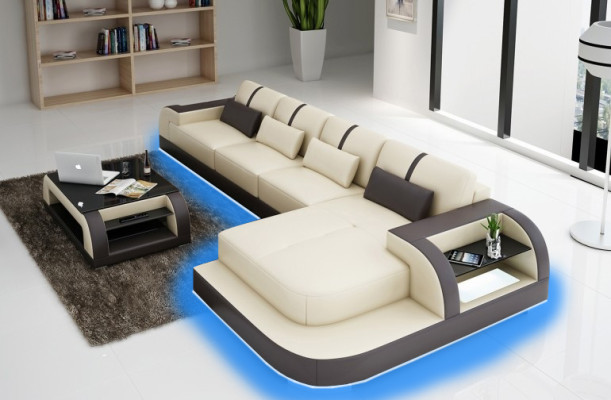 Ecksofa Sofa Couch Polster Wohnlandschaft Polsterecke Designsofa Ledersofa LubyB