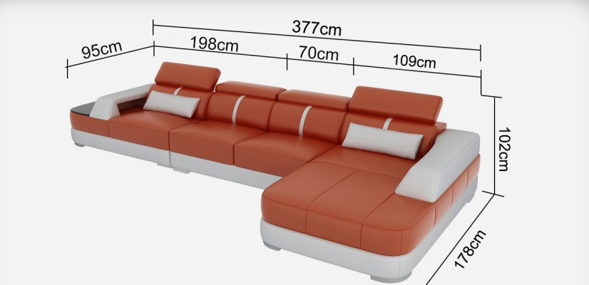 Leder Couch Polster Sitz Design Modern Eck Garnitur Sofa Wohnlandschaft+Tisch